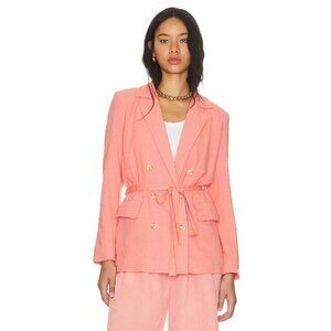 Free People Olivia Blazer Linen Blend Boxy Strawberry Colada Pink Oversized XL